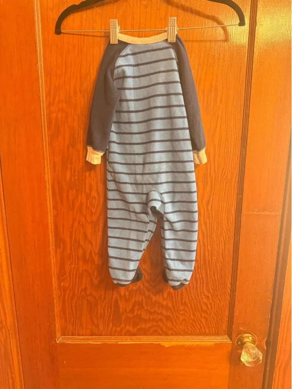 Carter’s Baby Fleece Sleeper 9M Little Brother Footed Pajamas Blue Striped Zip